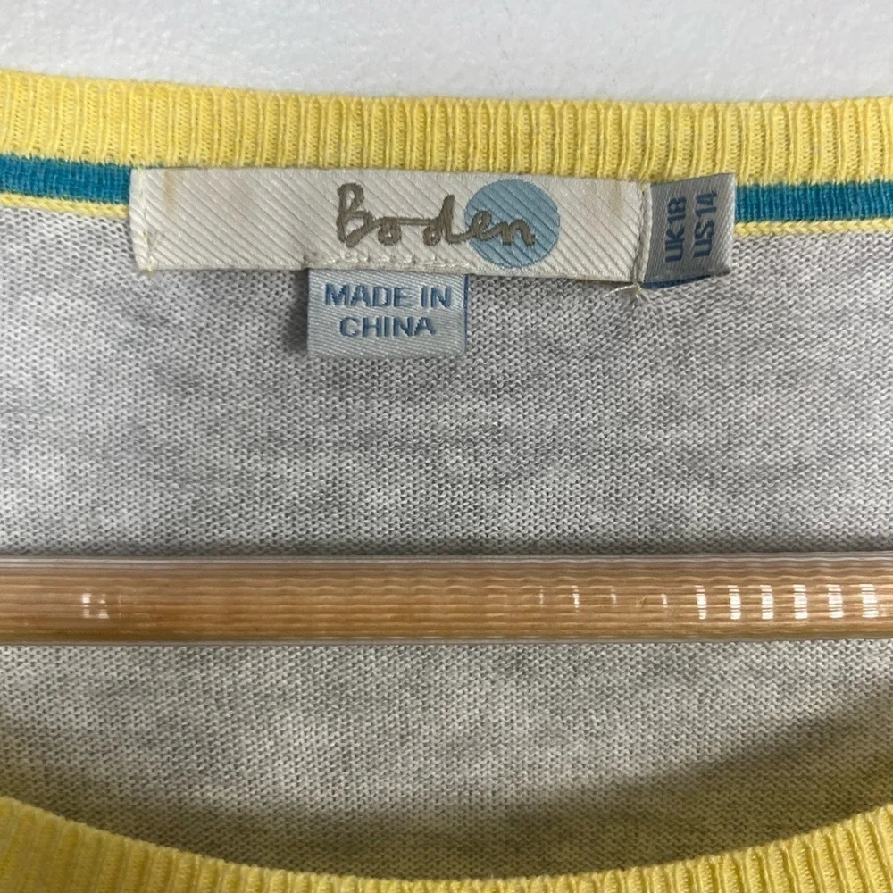 Boden yellow/gray 100% cotton sweater size 14